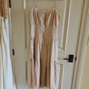 Christy Dawn Beige Button-Front Midi Dress